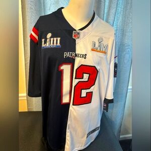 Tom Brady Split Patriots/Bucs custom Jersey Mens Size 2XL
